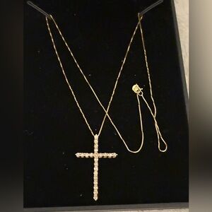 K18 Japan Diamond Cross Necklace